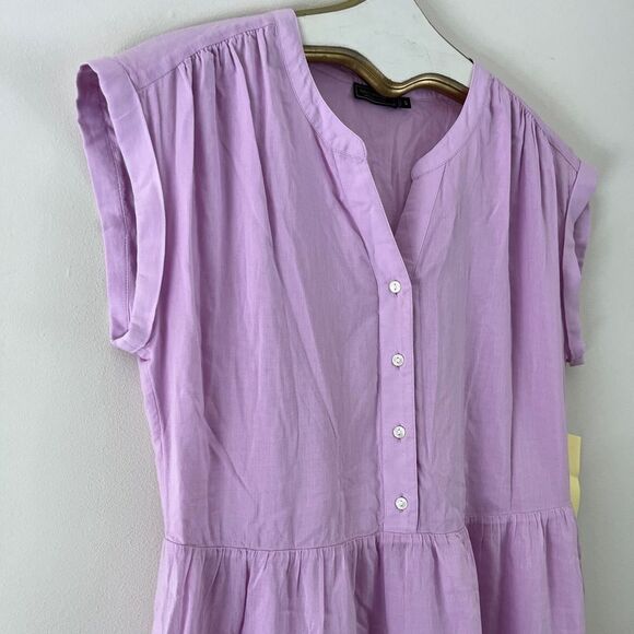 Vineyard Vines NEW Light Purple Tiered Ruffle Button Up Dress | Size Small - Picture 3 of 6